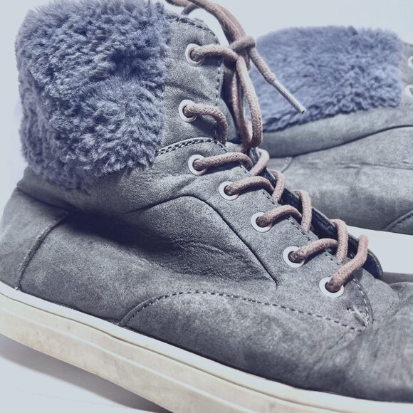 Justice-Women's Faux Fur Size 9 Gray Booties-Lace Up-Warm-School- - Picture 6 of 15